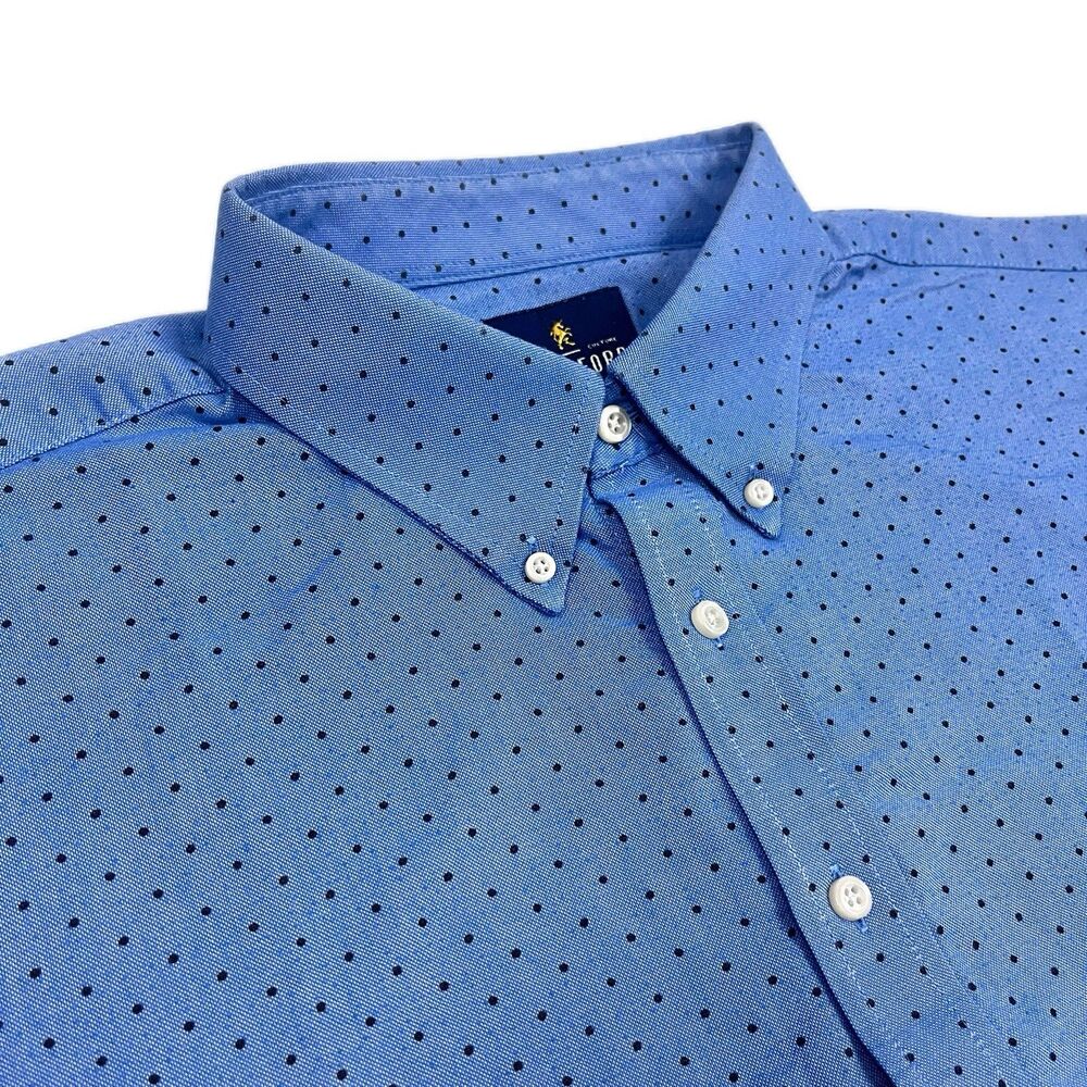 Stafford Travel Wrinkle Resistant Oxford Button-Down Polka Dot Shirt 18
